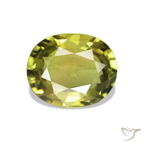 Tormalina Verde giallastro naturale da 1.57 ct, Ovale, VS