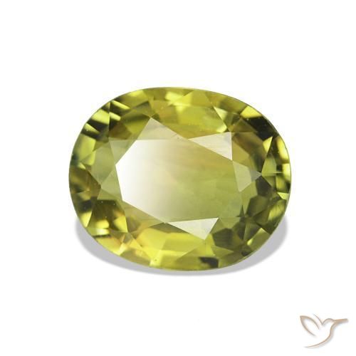 Tormalina Verde giallastro naturale da 1.57 ct, Ovale, VS