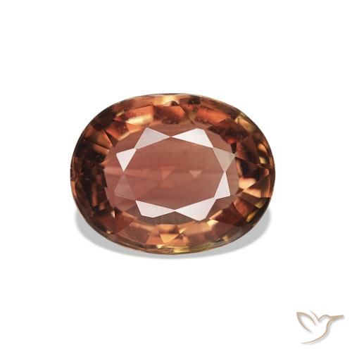 Tormalina Arancio scuro rossastro naturale da 1.44 ct, Taglio ovale, VVS-VS