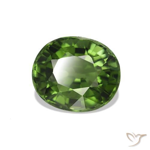 Tormalina Verde terroso naturale da 1.73 ct, Ovale, VVS-VS