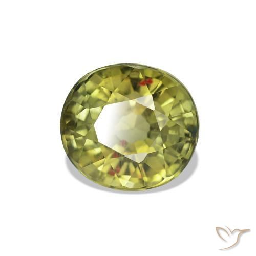 Tormalina Verde giallastro naturale da 1.49 ct, Taglio ovale, VS