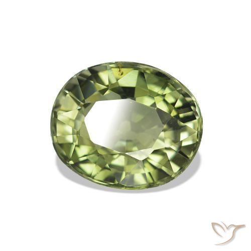 Tormalina Verde giallastro naturale da 1.45 ct, Taglio ovale, VVS
