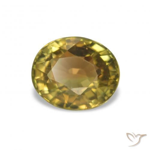 Tormalina Giallo terroso naturale da 1.36 ct, Taglio ovale, VS