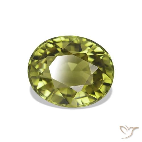 Tormalina Verde giallastro naturale da 1.52 ct, Taglio ovale, VVS