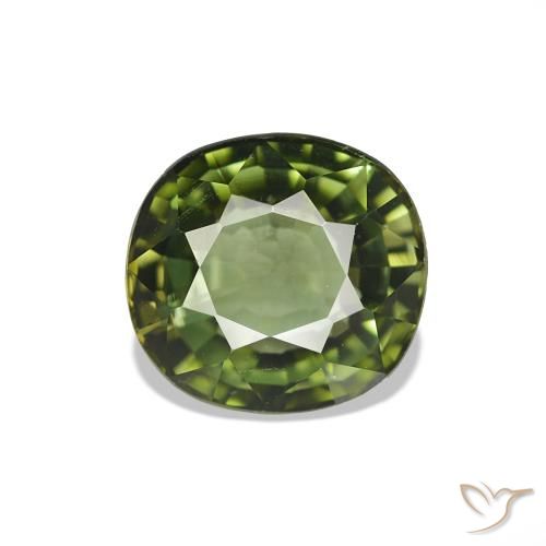 1.44ct Verde terroso Tormalina, Cuscino, VS