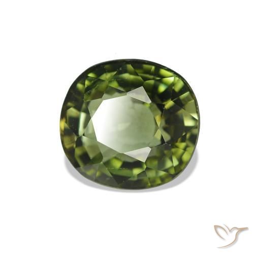 Tormalina Verde terroso naturale da 1.44 ct, Taglio a cuscino, VS