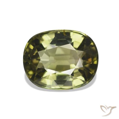 Tormalina Caldo terroso verde naturale da 1.69 ct, Taglio a cuscino, VVS