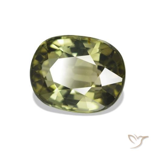 Tormalina Caldo terroso verde naturale da 1.69 ct, Taglio a cuscino, VVS