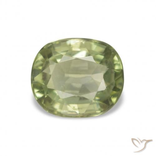 Tormalina Verde giallastro naturale da 1.86 ct, Taglio a cuscino, VVS-VS
