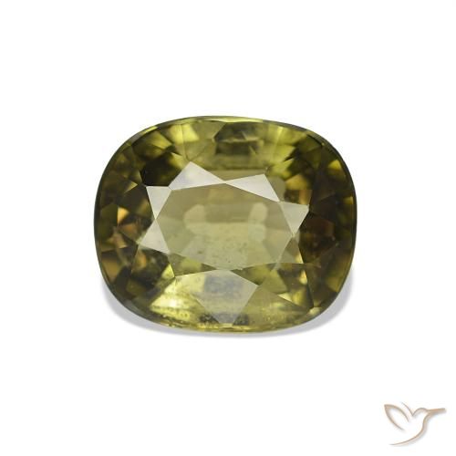 1.74ct Caldo terroso verde Tormalina, Cuscino, VS
