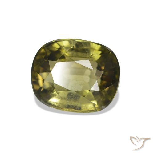 Tormalina Caldo terroso verde naturale da 1.74 ct, Taglio a cuscino, VS