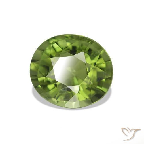 Tormalina Verde caldo naturale da 1.33 ct, Taglio ovale, VS-SI