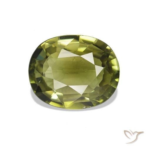 1.74ct Verde giallastro Tormalina, Ovale, VVS