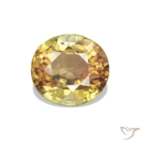 Tormalina Giallo Marrone naturale da 1.47 ct, Taglio ovale, VVS