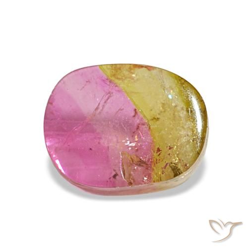 Tormalina naturale bicolore da 2,34 ct, taglio a cuscino, trasparente
