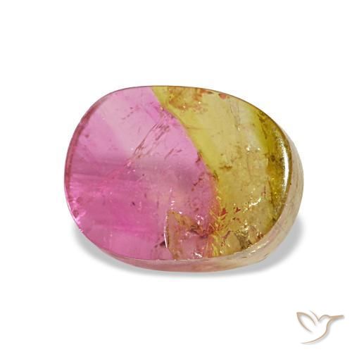 Tormalina naturale bicolore da 2,34 ct, taglio a cuscino, trasparente