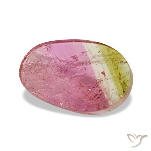 Tormalina naturale bicolore da 1,59 ct, taglio ovale, trasparente