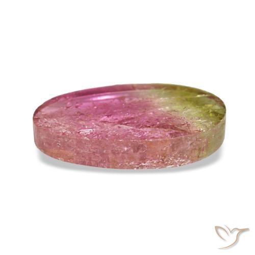 Tormalina naturale bicolore da 1,59 ct, taglio ovale, trasparente