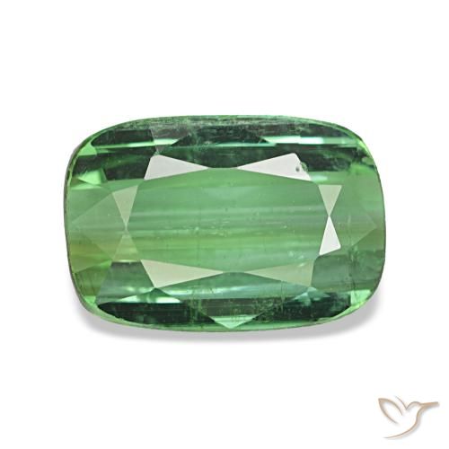 Tormalina naturale verde da 1,53 ct, taglio a cuscino, VS