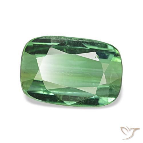 Tormalina naturale verde da 1,53 ct, taglio a cuscino, VS