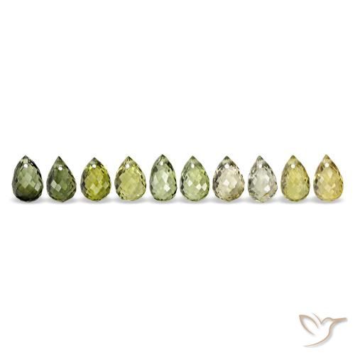Tormalina naturale verde da 6,53 ct, briolette, VS-SI