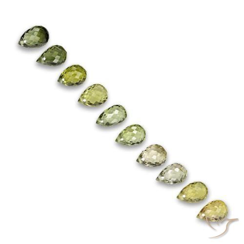 Tormalina naturale verde da 6,53 ct, briolette, VS-SI