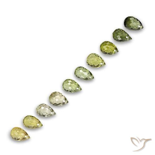 Tormalina naturale verde da 6,53 ct, briolette, VS-SI