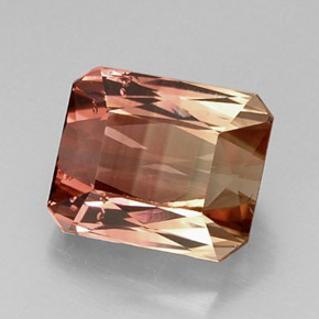 Tormalina naturale bicolore da 8,55 ct, taglio smeraldo, VVS-VS
