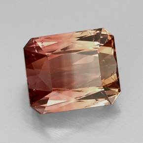 Tormalina naturale bicolore da 8,55 ct, taglio smeraldo, VVS-VS