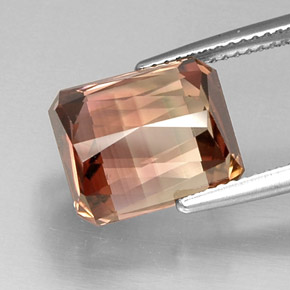 Tormalina naturale bicolore da 8,55 ct, taglio smeraldo, VVS-VS