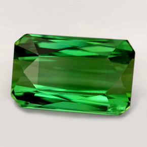 Tormalina naturale verde da 3,66 ct, taglio smeraldo, VVS