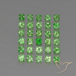 Gemme di Granato Tsavorite Verde acceso naturale da 2.74 ct, Quadrato, VVS-VS