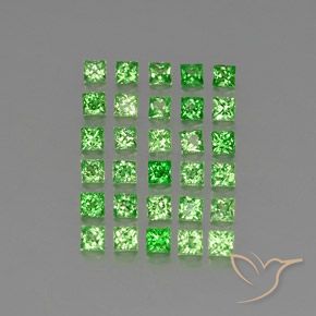 Gemme di Granato Tsavorite Verde elettrico naturale da 2.96 ct, Quadrato, VVS-VS