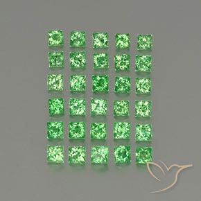 Gemme di Granato Tsavorite Verde medio naturale da 2.80 ct, Quadrato, VVS-VS