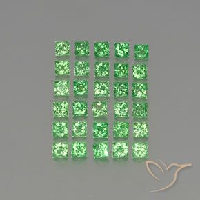 Gemme di Granato Tsavorite Verde elettrico naturale da 2.36 ct, Quadrato, VVS-VS