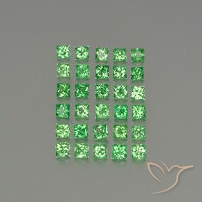 Gemme di Granato Tsavorite Verde elettrico naturale da 2.79 ct, Quadrato, VVS-VS