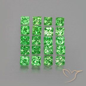 Gemme di Granato Tsavorite Verde elettrico naturale da 1.31 ct, Quadrato, VVS-VS