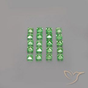 Gemme di Granato Tsavorite Verde elettrico naturale da 1.31 ct, Quadrato, VVS-VS