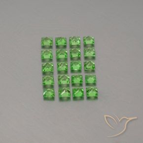 Gemme di Granato Tsavorite Verde acceso naturale da 1.34 ct, Quadrato, VVS-VS