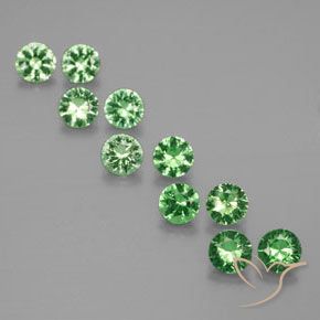 Gemme di Granato Tsavorite Verde brillante naturale da 1.91 ct, Rotondo, VS