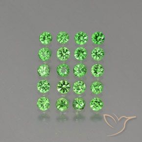 Gemme di Granato Tsavorite Verde elettrico naturale da 2.24 ct, Taglio rotondo, VS