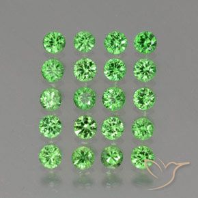 Gemme di Granato Tsavorite Verde elettrico naturale da 2.24 ct, Taglio rotondo, VS