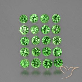 Gemme di Granato Tsavorite Verde elettrico naturale da 1.70 ct, Rotondo, VVS-VS