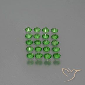 Gemme di Granato Tsavorite Verde elettrico naturale da 1.70 ct, Rotondo, VVS-VS