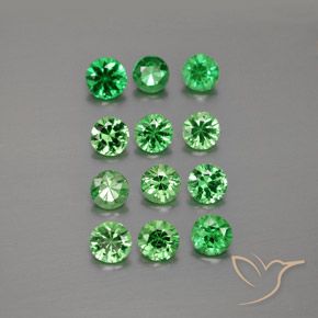Gemme di Granato Tsavorite Verde medio naturale da 2.94 ct, Rotondo, VVS-VS