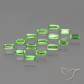 Gemme di Granato Tsavorite Verde acceso naturale da 1.82 ct, Taglio a baguette, VS