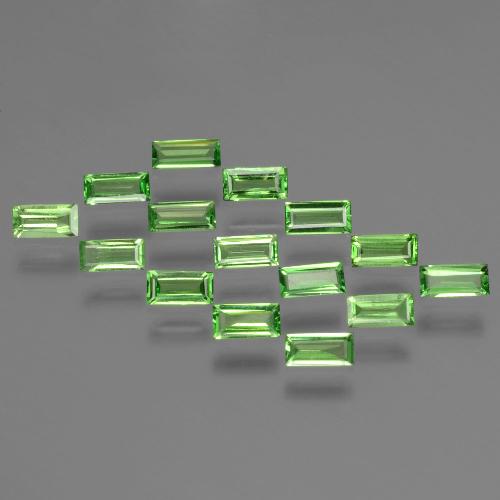 Gemme di Granato Tsavorite Verde acceso naturale da 1.54 ct, Taglio a baguette, VS