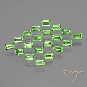 Gemme di Granato Tsavorite Verde acceso naturale da 1.60 ct, Taglio a baguette, VS