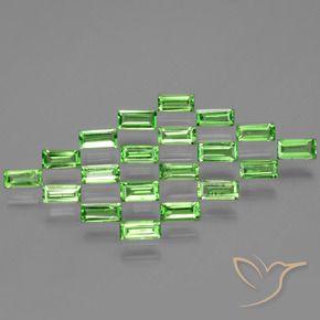 Gemme di Granato Tsavorite Verde acceso naturale da 2.08 ct, Taglio a baguette, VS