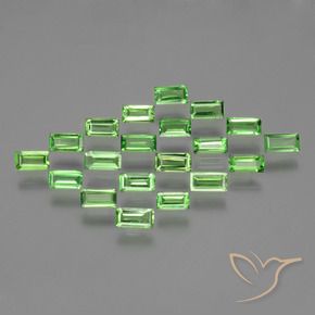 Gemme di Granato Tsavorite Verde acceso naturale da 2.36 ct, Taglio a baguette, VS
